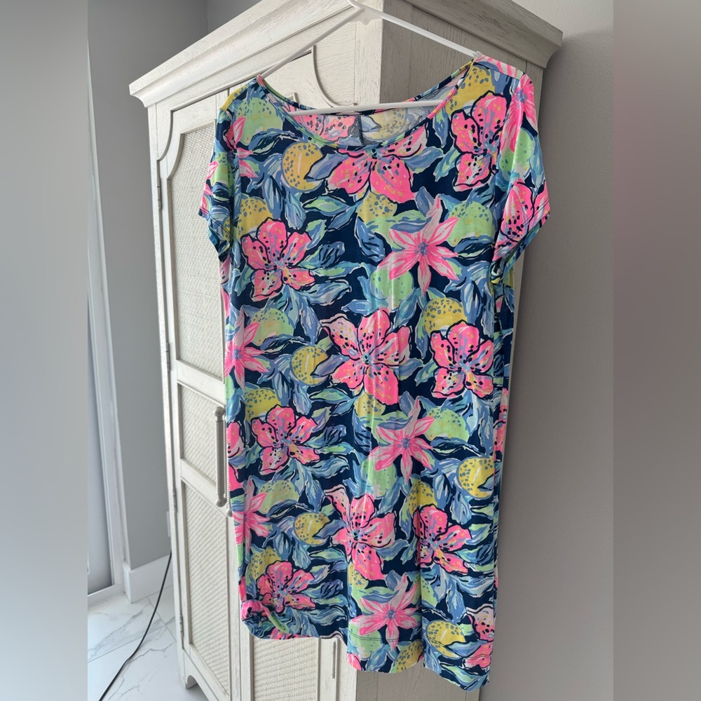 Lilly Pulitzer Pink Yellow Crew Neck Sundress